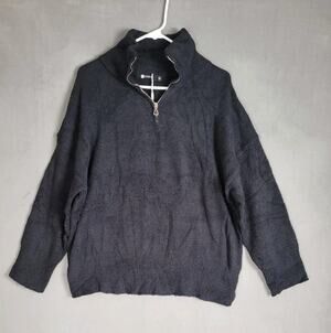 LOGENE Womens Oversized Sweater Long Sleeve Fuzzy Knit Pullover 1/4 Zip Medium